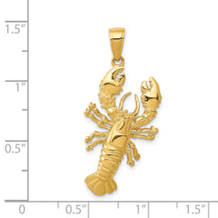 14K Gold Lobster Pendant for Men Solid Casted Design, 34mm Length