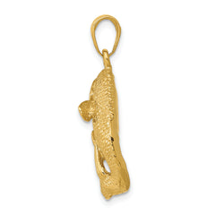14K Gold Bass Fish Jumping Pendant for Men Solid & Casted Design