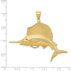 14K Gold Sailfish Pendant for Men Solid Casted Design, Bold & Elegant