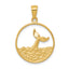 Whale Tail in Circle with Waves Pendant in 14K Yellow Gold, 27mm - Sophia Jewelers
