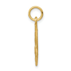 14K Gold Angel in Heart Charm Pendant Elegant Themed Design 24mm