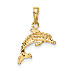 14K Gold Dolphin Pendant with Polished Finish Elegant Ocean-Inspired Charm