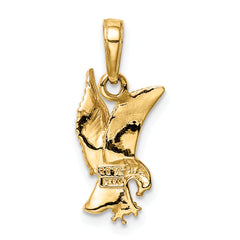 14K Gold Men's Eagle Landing Pendant with Polished Textured Finish