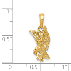 14K Gold Men's Eagle Landing Pendant with Polished Textured Finish