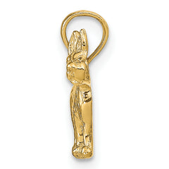 14K Gold Terrier Dog Pendant with Polished Finish and Textured Design
