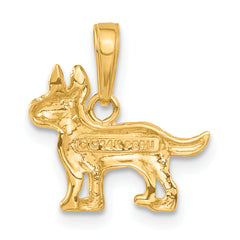 14K Gold Terrier Dog Pendant with Polished Finish and Textured Design