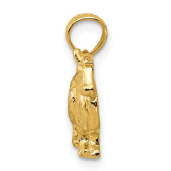 14K Gold Collie Dog Pendant with Polished Textured Finish Solid, Casted Design