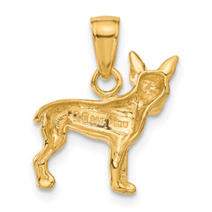 14K Gold Chihuahua Dog Pendant with Polished Finish Solid & Casted Design