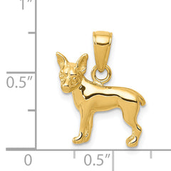 14K Gold Chihuahua Dog Pendant with Polished Finish Solid & Casted Design