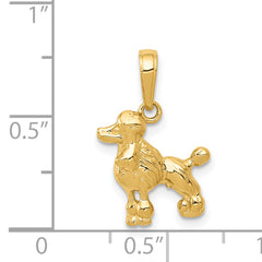 14K Gold Poodle Dog Pendant Polished Solid Design, Casted Craftsmanship