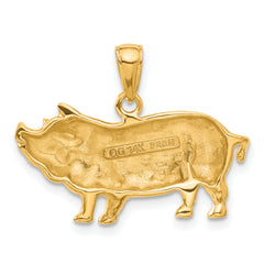 14K Gold Pot Belly Pig Pendant for Men Polished, Solid, Casted
