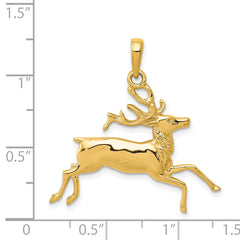 14K Gold Men's Running Deer Pendant Solid, Casted, Detailed Design