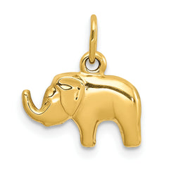 14K Gold Elephant Charm Pendant with Elegant Yellow Finish 15mm