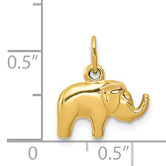 14K Gold Elephant Charm Pendant with Elegant Yellow Finish 15mm
