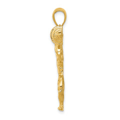 14K Gold Bodybuilder Pendant with Weights Polished Men's Charm