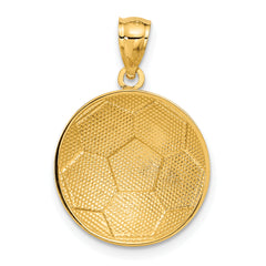 14K Gold Polished Soccer Ball Pendant for Men Textured, Elegant Design