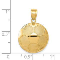 14K Gold Polished Soccer Ball Pendant for Men Textured, Elegant Design