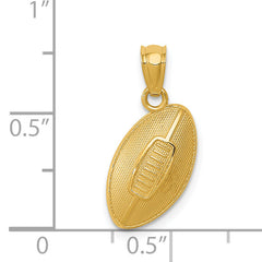 14K Polished Gold Football Pendant with Laser Design Men's Textured Charm