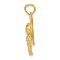 14K Gold Basketball Pendant with Polished Textured Finish, Solid Design