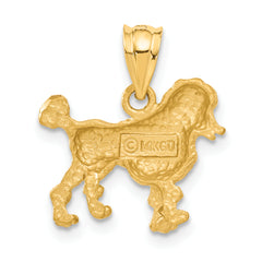 14K Gold Poodle Dog Charm with Brushed Diamond-Cut Finish