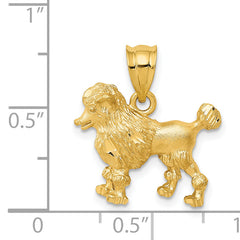 14K Gold Poodle Dog Charm with Brushed Diamond-Cut Finish
