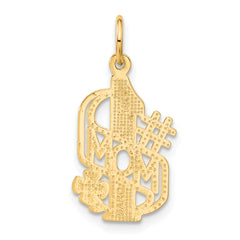 14K Gold #1 MOM Charm with Polished Finish, Solid, Gift-Ready