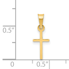 14K Gold Polished Cross Charm Elegant Flat Back Design