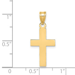 14K Gold Polished Cross Charm with Solid Flat Back