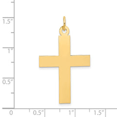 14K Gold Polished Cross Charm Pendant with Flat Back Design