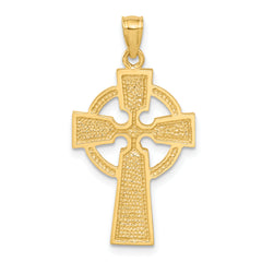 14K Gold Diamond-Cut Celtic Cross Pendant Solid and Elegant Design