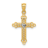 14k w/Rhodium Budded Cross Pendant