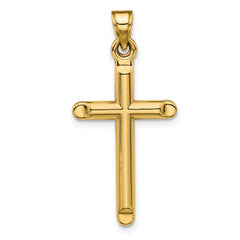 14K Gold Hollow 3D Cross Pendant Elegant and Lightweight Design