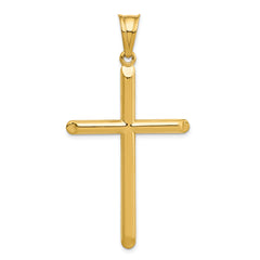 14K Gold Hollow 3D Cross Pendant with Elegant Design 56mm