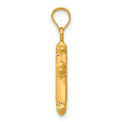 14K Gold Polished Fleur de Lis Hollow Cross Charm Elegant and Timeless