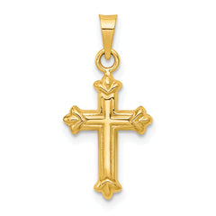 14k Fleur de Lis Hollow Cross Charm