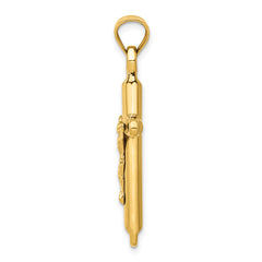 14K Gold Hollow Crucifix Pendant with Polished Finish Elegant & Timeless