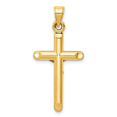 14K Gold Hollow Crucifix Pendant with Polished Finish Elegant & Timeless