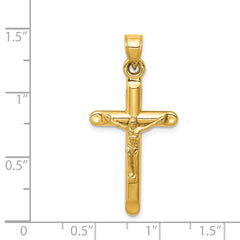 14K Gold Hollow Crucifix Pendant with Polished Finish Elegant & Timeless