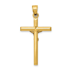 14K Gold Hollow Crucifix Pendant with Polished Finish Elegant and Refined