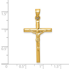 14K Gold Hollow Crucifix Pendant with Polished Finish Elegant and Refined