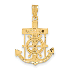 14K Two-Tone Gold Marinerâââ‰â¢s Cross Pendant with Diamond-Cut Detailing 28mm