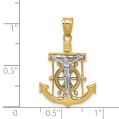 14K Two-Tone Gold Marinerâââ‰â¢s Cross Pendant with Diamond-Cut Detailing 28mm