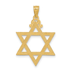 14K Gold Diamond-Cut Star of David Pendant Elegant & Solid Design