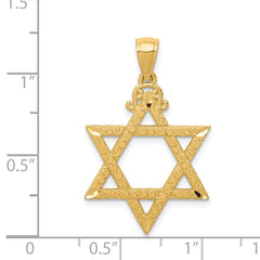 14K Gold Diamond-Cut Star of David Pendant Elegant & Solid Design