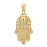 14k Diamond-cut Filigree Chamseh Pendant