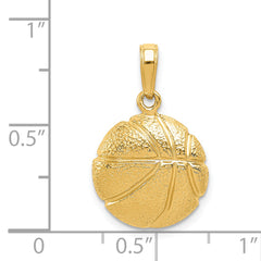 14K Gold Basketball Pendant for Men with Polished Textured Finish