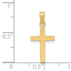 14K Gold Polished Beveled Cross Charm Solid, Elegant Design