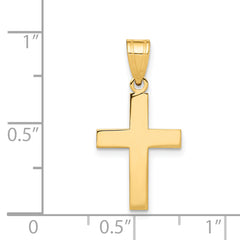 14K Gold Polished Cross Charm with Elegant Design