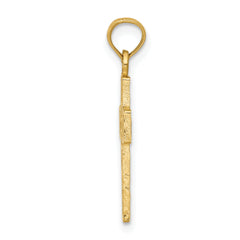 14K Gold Diamond-Cut Filigree Cross Pendant Elegant Solid Design