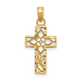 14k Diamond-cut Filigree Cross Pendant
